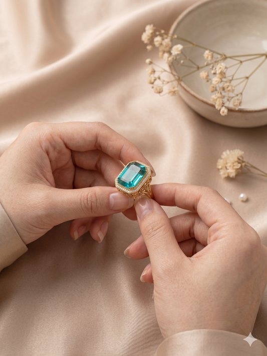 The Zenith Aquamarine Cocktail Ring