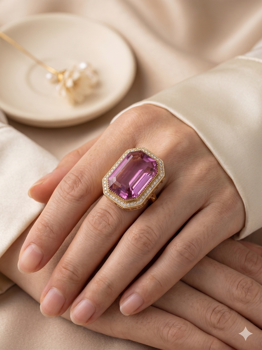 The Blooming Orchid Emerald Cut Ring