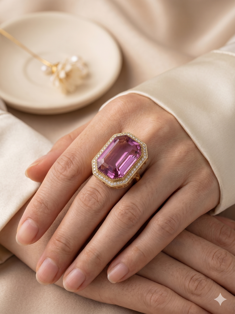The Blooming Orchid Emerald Cut Ring