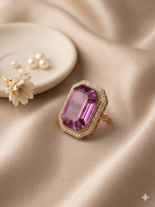The Blooming Orchid Emerald Cut Ring