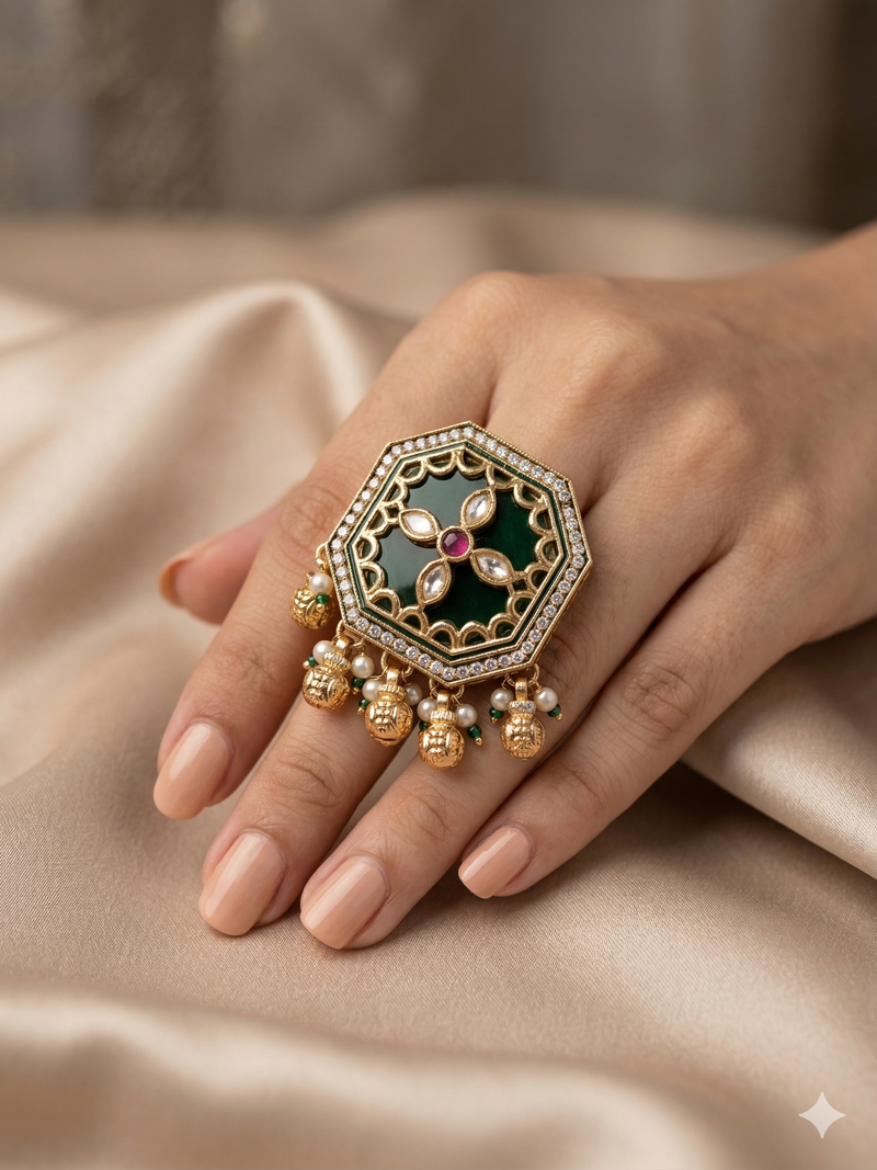 The Rajwada Emerald Bloom Ring